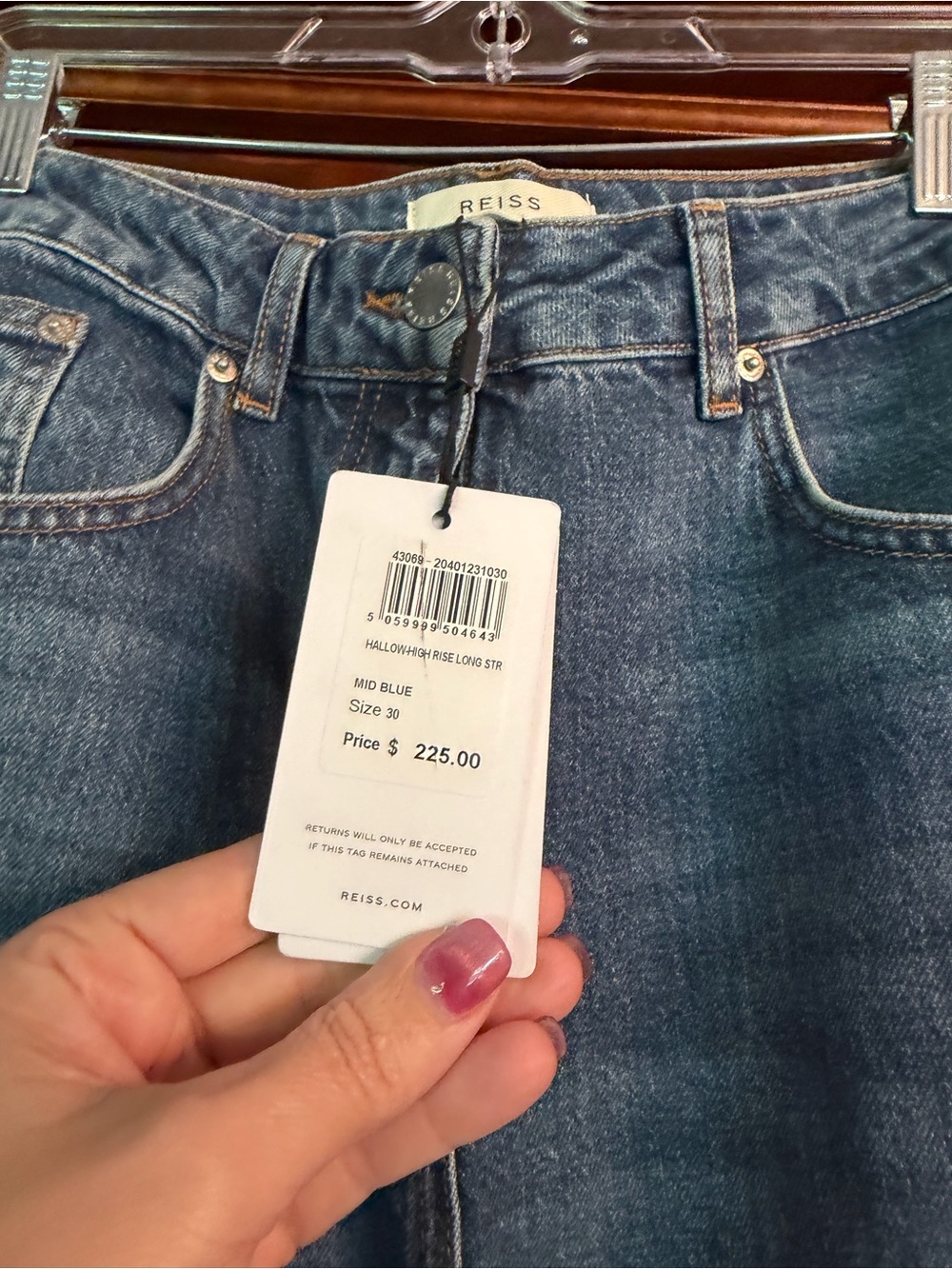 Reiss Mid Blue Straight Jeans - Picture 2 of 4